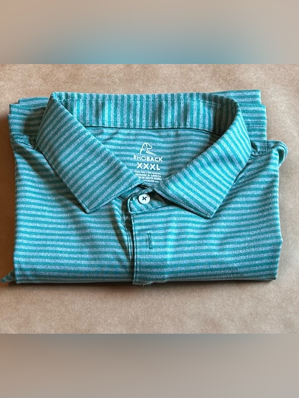 Rhoback Men’s Green Striped Polo Shirt - 3XL - Masters